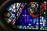 Detail, Coat of Arms of the Canterbury, Struggle of the Britons against the Barbarians from The Ecclesiastical Sonnets or Eleanor Crosydale Jared Memorial Window by Christopher Wallis and Geri Binks
