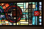 Detail, Sacrament, Inscription, and Coat of Arms for Huron College from The Ecclesiastical Sonnets or Eleanor Crosydale Jared Memorial Window by Christopher Wallis and Geri Binks