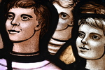 Detail 2, Children’s’ Heads from Christ and the Children or Lantz Memorial Window by Christopher Wallis