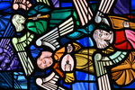 Detail, Angels Playing Harp, Lute, and Flute, Francis Memorial Window or Angel Chorus by Christopher Wallis