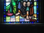 Detail, Inscription and Signature from St. Luke and St. Paul Window by Christopher Wallis