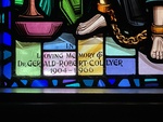 Detail, Inscription to Dr. Collyer from St. Luke and St. Paul Window by Christopher Wallis