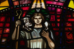 Detail, Head of Shepherd and Lamb from The Good Shepherd Window or Foreman Memorial Window by Christopher Wallis