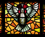 Detail, Dove from The Sacrament of Baptism and the Eucharist Window or James Memorial Windows by Christopher Wallis