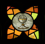 Detail, Chalice, Paten from The Sacrament of Baptism and the Eucharist Window or James Memorial Windows by Christopher Wallis
