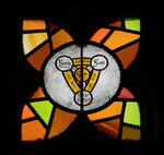 Detail, Symbol of Trinity from The Sacrament of Baptism and the Eucharist Window or James Memorial Windows by Christopher Wallis