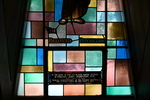 Detail, Inscription from St. Peter or W.J. Robinson Memorial window by Christopher Wallis