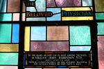 Detail 2, Inscription from St. Peter or W.J. Robinson Memorial window by Christopher Wallis