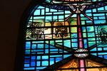 Detail, The Annunciation from The Nativity Window by Christopher Wallis, Geri Binks, TIm Kelly, and Hopkins Glass