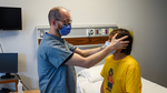 Head impulse test (cranial nerve VIII) testing vestibular function