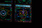 Detail, Air Force Coat of Arms, Shield of John the Evangelist, and Inscription from War Memorial Window by Meikle Stained Glass Studio Toronto