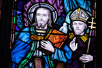 Detail, Heads of St. Patrick and St. David from War Memorial Window by Meikle Stained Glass Studio Toronto