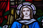 Detail, Head of Mary, The Nativity or McMartin Memorial Window by Meikle Stained Glass Studio Toronto