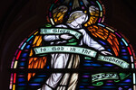 Detail, Angel and Inscription, from The Nativity or McMartin Memorial Window by Meikle Stained Glass Studio Toronto