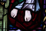 Detail, Feet, from The Ascension of Christ or Whyte, Plaxton, and Brookes Memorial Window by Meikle Stained Glass Studio Toronto