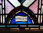 Detail, Inscription in Christ Healing the Leper from Christ Healing the Sick and Poor Window by Yvonne Williams and Esther Johnson