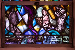 Detail, People's of Northwest Territories Receiving Women's Auxiliary's Packages, and Needlework and Inscription, from Priscilla Window or Women's Auxiliary Memorial Window by Yvonne Williams