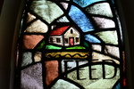 Detail, House and Inscription from Right Lancet of The James and Mary Brydson Memorial Window by Yvonne Williams