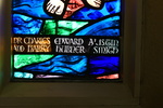 Detail, Inscription from Right Lancet of The Fishermen or Dr. Charles Austin and Harry Smith Window by Yvonne Williams and Ellen Simon